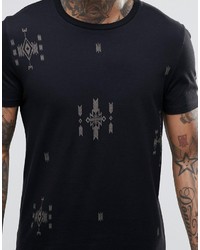 T-shirt à col rond géométrique noir Asos