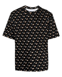 T-shirt à col rond géométrique noir Christian Wijnants