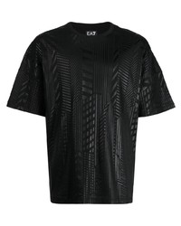 T-shirt à col rond géométrique noir Ea7 Emporio Armani