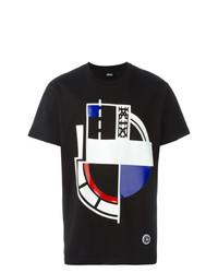 T-shirt à col rond géométrique noir Ktz