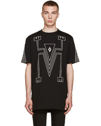 T-shirt à col rond géométrique noir Marcelo Burlon County of Milan