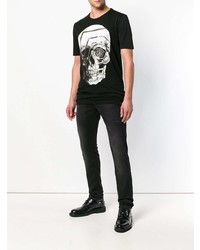 T-shirt à col rond géométrique noir Philipp Plein