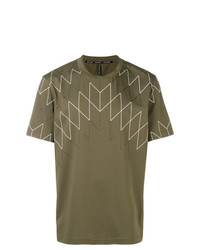 T-shirt à col rond géométrique olive Neil Barrett