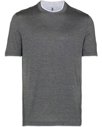 T-shirt à col rond gris foncé Brunello Cucinelli