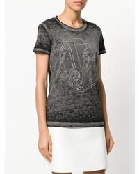 T-shirt à col rond gris foncé Versace Jeans