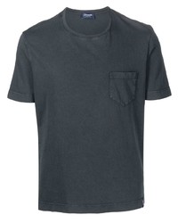T-shirt à col rond gris foncé Drumohr