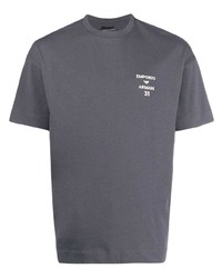 T-shirt à col rond gris foncé Emporio Armani