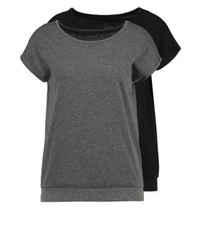 T-shirt à col rond gris foncé Even&Odd