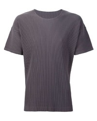 T-shirt à col rond gris foncé Homme Plissé Issey Miyake