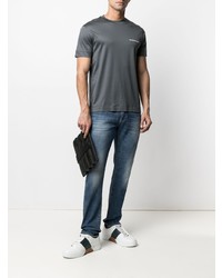 T-shirt à col rond gris foncé Emporio Armani