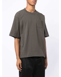 T-shirt à col rond gris foncé Sacai