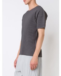 T-shirt à col rond gris foncé Homme Plissé Issey Miyake