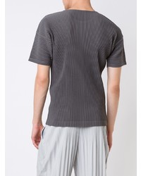 T-shirt à col rond gris foncé Homme Plissé Issey Miyake