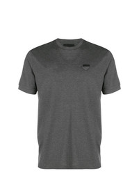 T-shirt à col rond gris foncé Prada