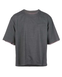 T-shirt à col rond gris foncé Sacai