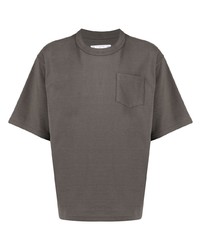 T-shirt à col rond gris foncé Sacai