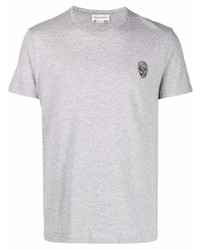 T-shirt à col rond gris Alexander McQueen