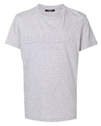 T-shirt à col rond gris Balmain