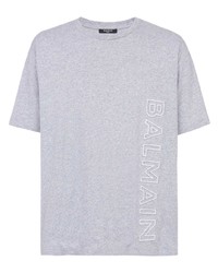T-shirt à col rond gris Balmain