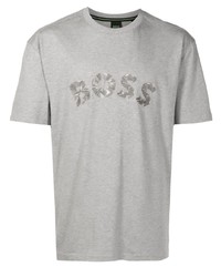 T-shirt à col rond gris BOSS