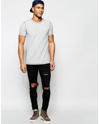 T-shirt à col rond gris Asos