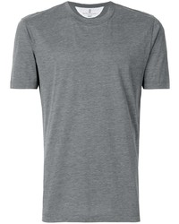 T-shirt à col rond gris Brunello Cucinelli