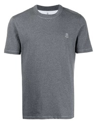 T-shirt à col rond gris Brunello Cucinelli