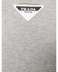 T-shirt à col rond gris Prada