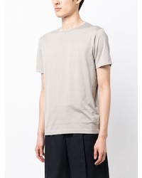 T-shirt à col rond gris Sunspel