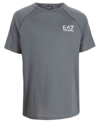 T-shirt à col rond gris Ea7 Emporio Armani