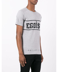 T-shirt à col rond gris Philipp Plein