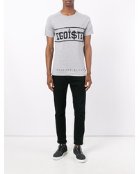 T-shirt à col rond gris Philipp Plein