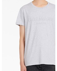 T-shirt à col rond gris Balmain