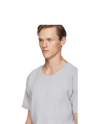 T-shirt à col rond gris Homme Plissé Issey Miyake