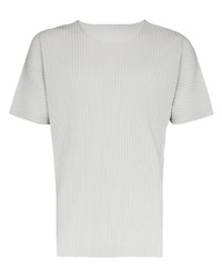 T-shirt à col rond gris Homme Plissé Issey Miyake