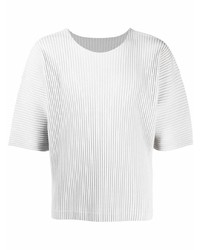 T-shirt à col rond gris Homme Plissé Issey Miyake