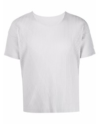 T-shirt à col rond gris Homme Plissé Issey Miyake