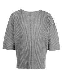 T-shirt à col rond gris Homme Plissé Issey Miyake