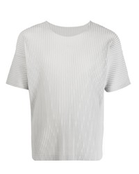 T-shirt à col rond gris Homme Plissé Issey Miyake