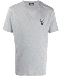 T-shirt à col rond gris Karl Lagerfeld