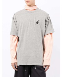 T-shirt à col rond gris Off-White