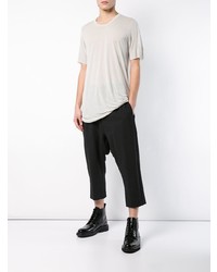 T-shirt à col rond gris Rick Owens