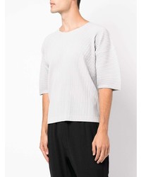 T-shirt à col rond gris Homme Plissé Issey Miyake