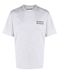 T-shirt à col rond gris Moschino