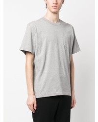 T-shirt à col rond gris Sacai