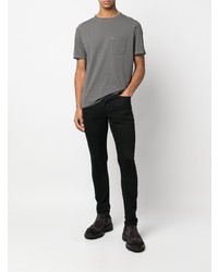 T-shirt à col rond gris Saint Laurent