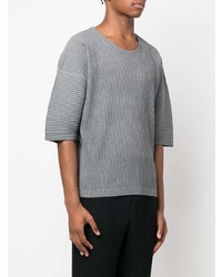 T-shirt à col rond gris Homme Plissé Issey Miyake