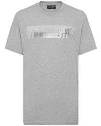 T-shirt à col rond gris Plein Sport