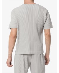 T-shirt à col rond gris Homme Plissé Issey Miyake