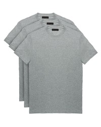 T-shirt à col rond gris Prada